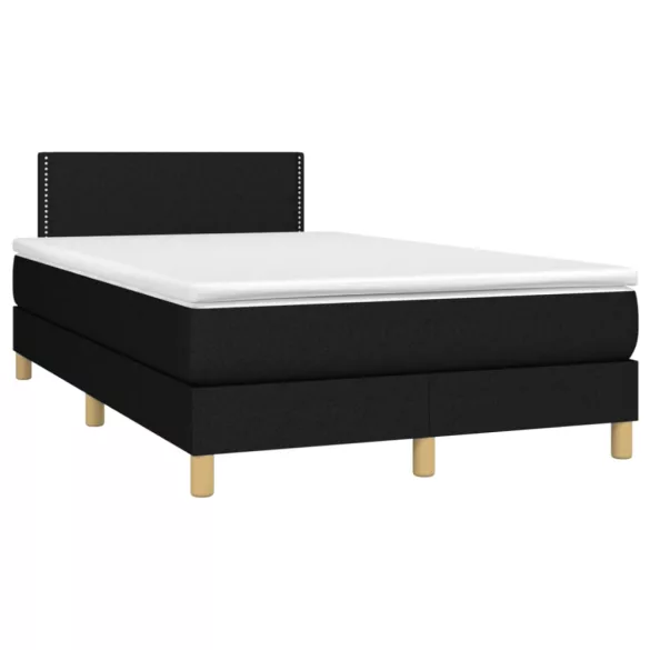 fekete szövet rugós és LED-es ágy matraccal 120x190 cm