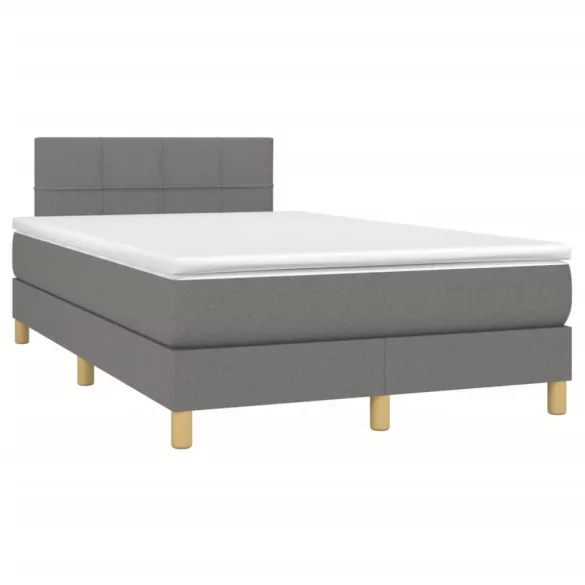 sötétszürke szövet rugós és LED-es ágy matraccal 120x190 cm