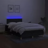 fekete szövet rugós és LED-es ágy matraccal 120x190 cm