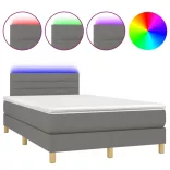 sötétszürke szövet rugós és LED-es ágy matraccal 120 x 190 cm