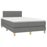 sötétszürke szövet rugós és LED-es ágy matraccal 120 x 190 cm