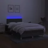 sötétszürke szövet rugós és LED-es ágy matraccal 120x190 cm