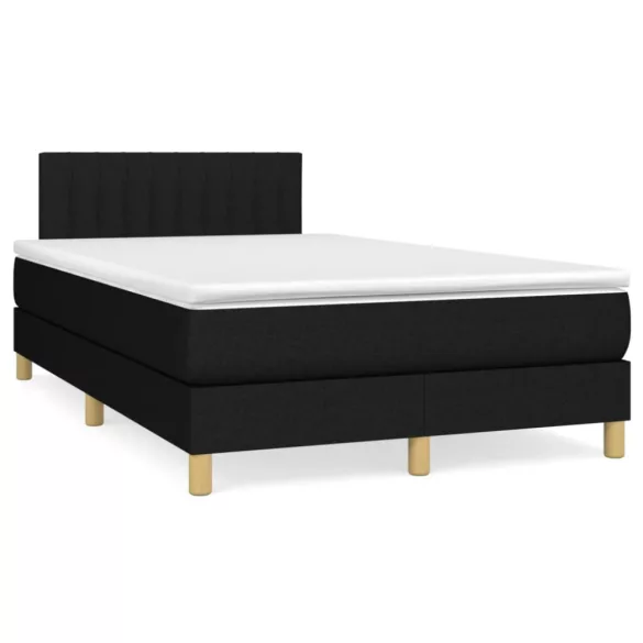 fekete szövet rugós és LED-es ágy matraccal 120x190 cm