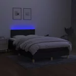 fekete szövet rugós és LED-es ágy matraccal 120x190 cm