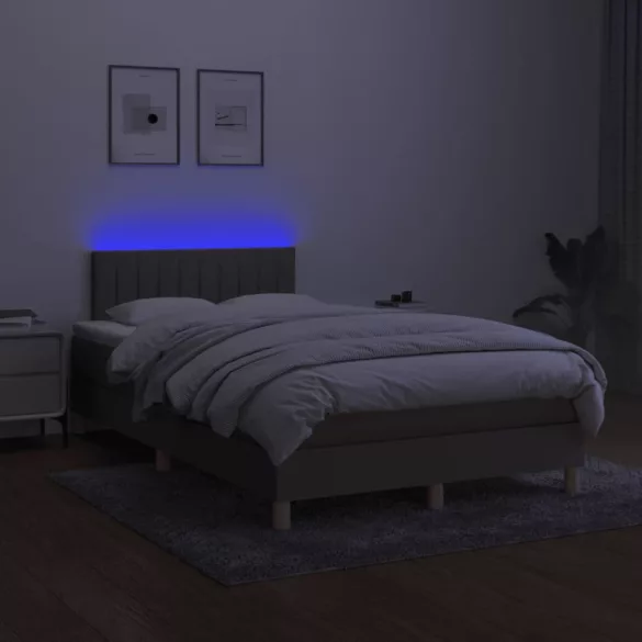 tópszínű szövet rugós és LED-es ágy matraccal 120x190cm