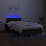 fekete szövet rugós és LED-es ágy matraccal 120x190 cm