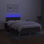 sötétszürke szövet rugós és LED-es ágy matraccal 120x190 cm