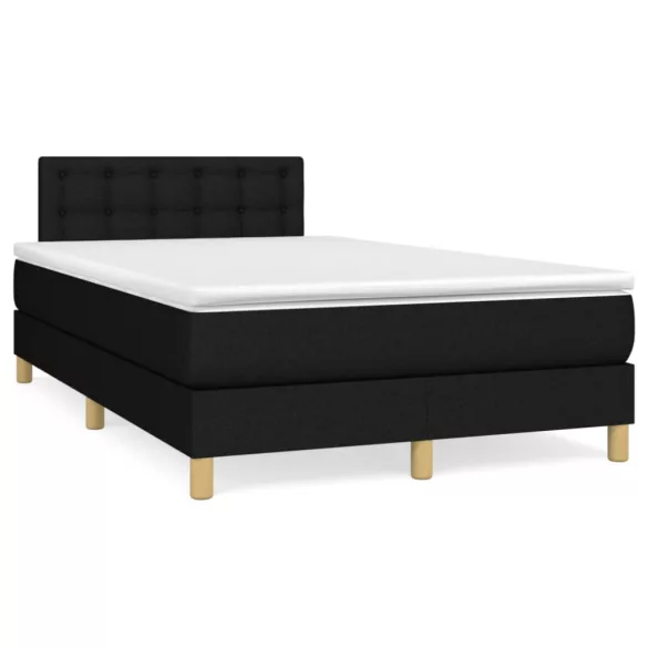 fekete szövet rugós és LED-es ágy matraccal 120x190 cm