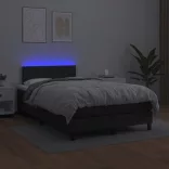 fekete műbőr rugós és LED-es ágy matraccal 120x190 cm