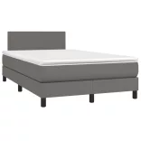 szürke műbőr rugós és LED-es ágy matraccal 120x190 cm