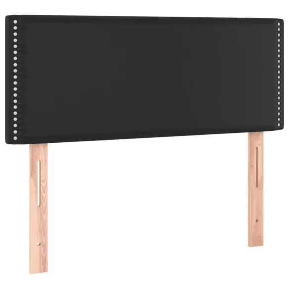 fekete műbőr rugós és LED-es ágy matraccal 120x190 cm