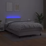 fehér műbőr rugós és LED-es ágy matraccal 120x190 cm