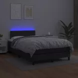 fekete műbőr rugós és LED-es ágy matraccal 120x190 cm