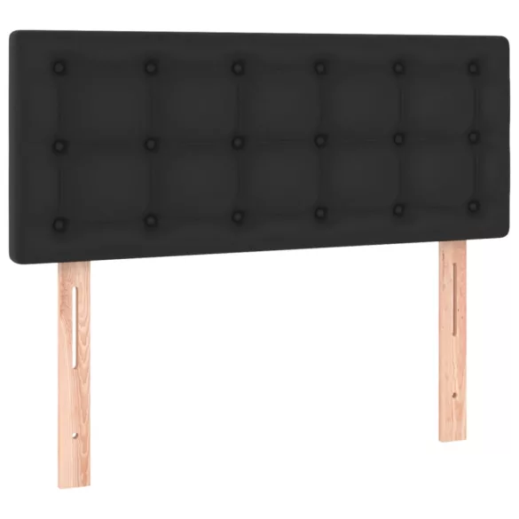 fekete műbőr rugós és LED-es ágy matraccal 120x190 cm