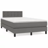 szürke műbőr rugós és LED-es ágy matraccal 120x190 cm