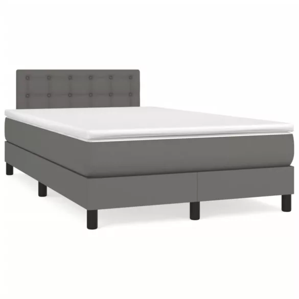 szürke műbőr rugós és LED-es ágy matraccal 120x190 cm