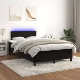 fekete bársony rugós és LED-es ágy matraccal 120x190 cm