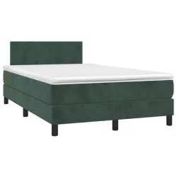   sötétzöld bársony rugós és LED-es ágy matraccal 120x190 cm