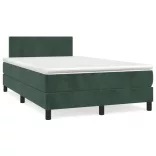 sötétzöld bársony rugós és LED-es ágy matraccal 120x190 cm