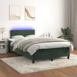 sötétzöld bársony rugós és LED-es ágy matraccal 120x190 cm