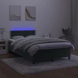 sötétzöld bársony rugós és LED-es ágy matraccal 120x190 cm