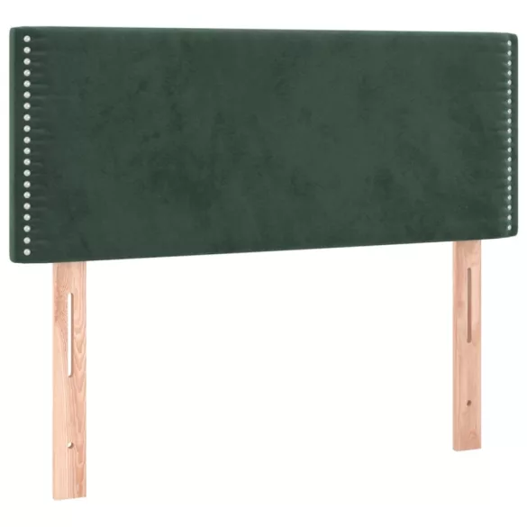 sötétzöld bársony rugós és LED-es ágy matraccal 120x190 cm