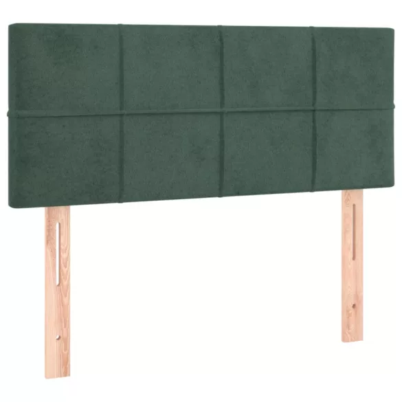 sötétzöld bársony rugós és LED-es ágy matraccal 120x190 cm