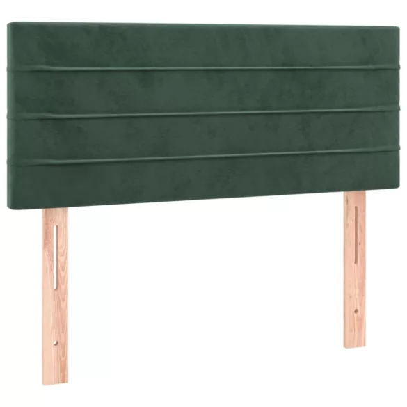 sötétzöld bársony rugós és LED-es ágy matraccal 120x190 cm