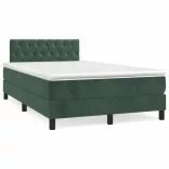 sötétzöld bársony rugós és LED-es ágy matraccal 120x190 cm