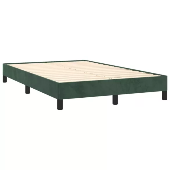 sötétzöld bársony rugós és LED-es ágy matraccal 120x190 cm