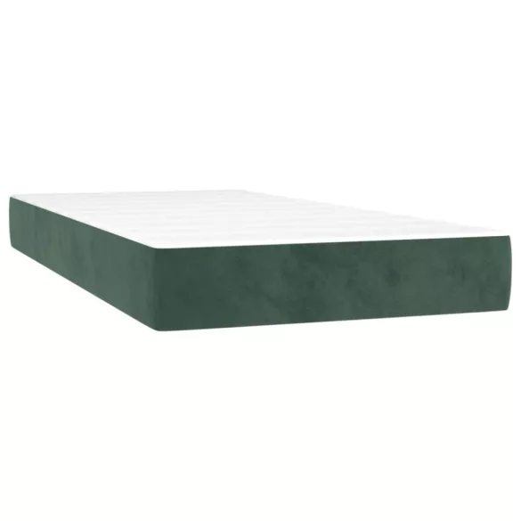sötétzöld bársony rugós és LED-es ágy matraccal 120x190 cm