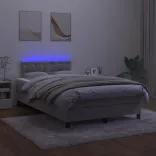 világosszürke bársony rugós és LED-es ágy matraccal 120x190 cm