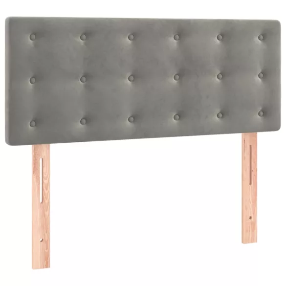 világosszürke bársony rugós és LED-es ágy matraccal 120x190 cm