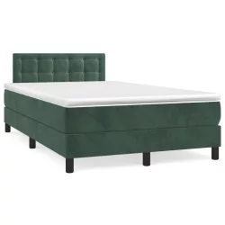   sötétzöld bársony rugós és LED-es ágy matraccal 120x190 cm