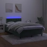 sötétzöld bársony rugós és LED-es ágy matraccal 120x190 cm