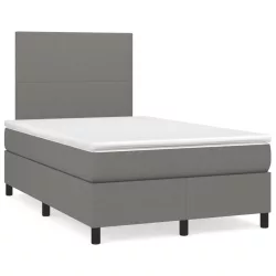   sötétszürke szövet rugós és LED-es ágy matraccal 120x190 cm