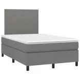 sötétszürke szövet rugós és LED-es ágy matraccal 120x190 cm