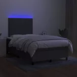 sötétszürke szövet rugós és LED-es ágy matraccal 120x190 cm