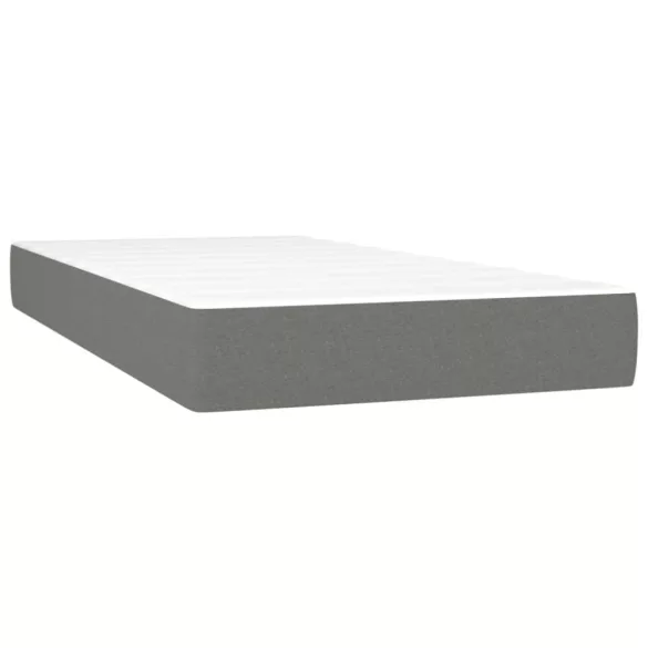 sötétszürke szövet rugós és LED-es ágy matraccal 120x190 cm