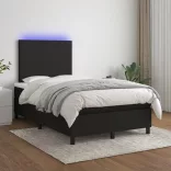 fekete szövet rugós és LED-es ágy matraccal 120x190 cm