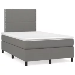   sötétszürke szövet rugós és LED-es ágy matraccal 120x190 cm