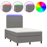 sötétszürke szövet rugós és LED-es ágy matraccal 120x190 cm