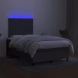 sötétszürke szövet rugós és LED-es ágy matraccal 120x190 cm