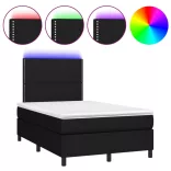 fekete szövet rugós és LED-es ágy matraccal 120x190 cm