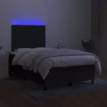 fekete szövet rugós és LED-es ágy matraccal 120x190 cm