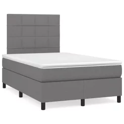   sötétszürke szövet rugós és LED-es ágy matraccal 120x190 cm