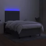 sötétszürke szövet rugós és LED-es ágy matraccal 120x190 cm