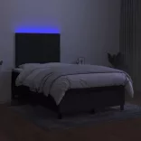 fekete szövet rugós és LED-es ágy matraccal 120x190 cm