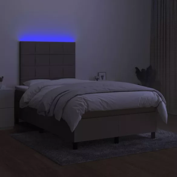 tópszínű szövet rugós és LED-es ágy matraccal 120x190cm