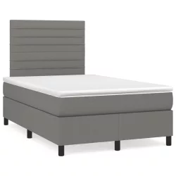   sötétszürke szövet rugós és LED-es ágy matraccal 120x190 cm